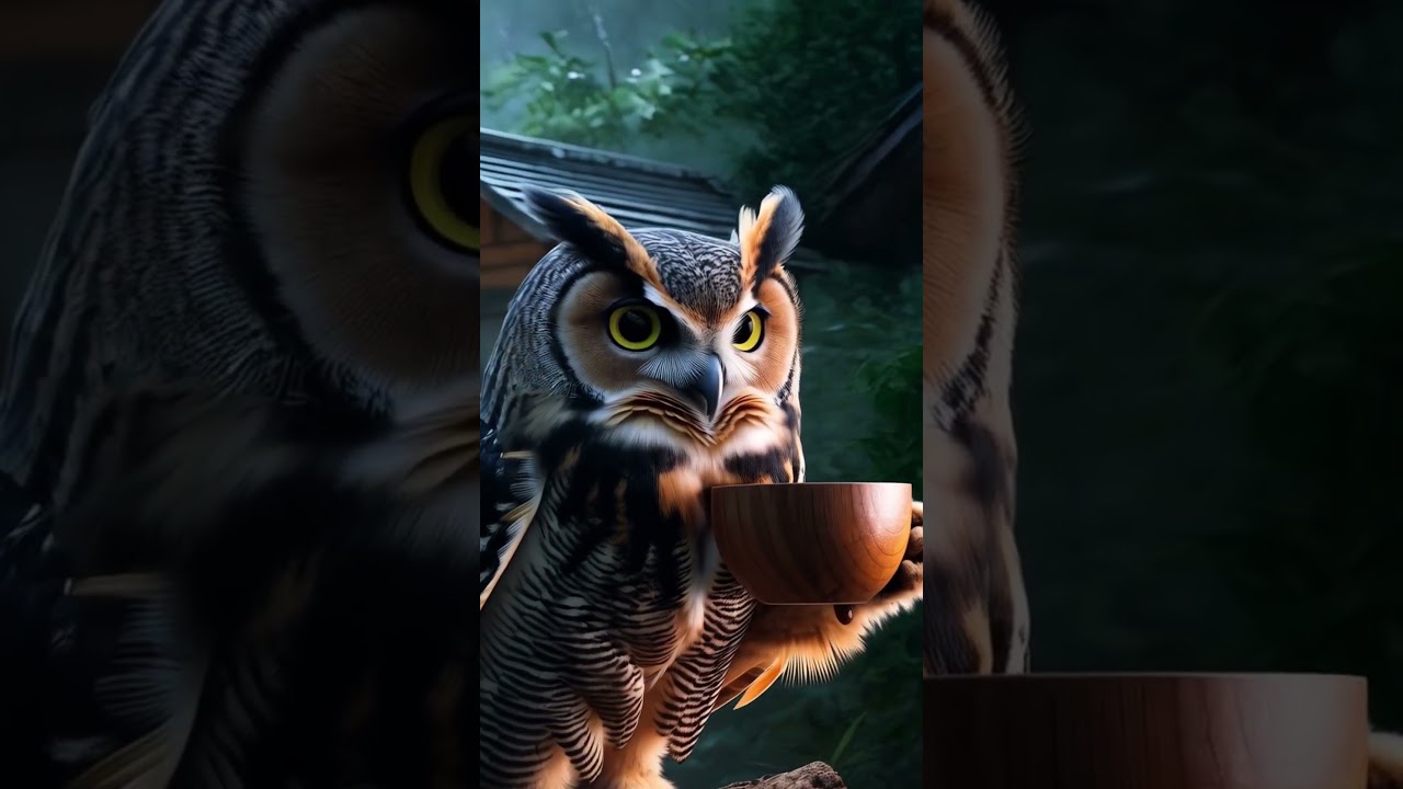 🌧️✨ Tranquil Rainforest – A Serene Owl’s View in the Mist | AI Digital Art