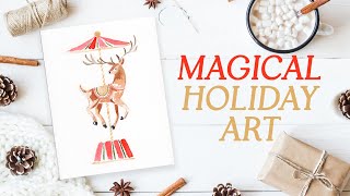 Paint a Carousel Reindeer in Watercolour | Magical Christmas Card Idea