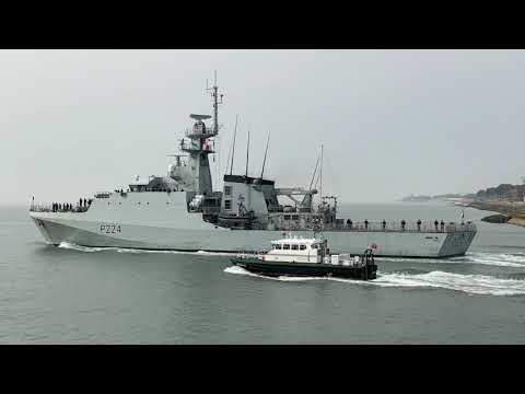 HMS Trent leaves Portsmouth for forward-operate in the Mediterranean.