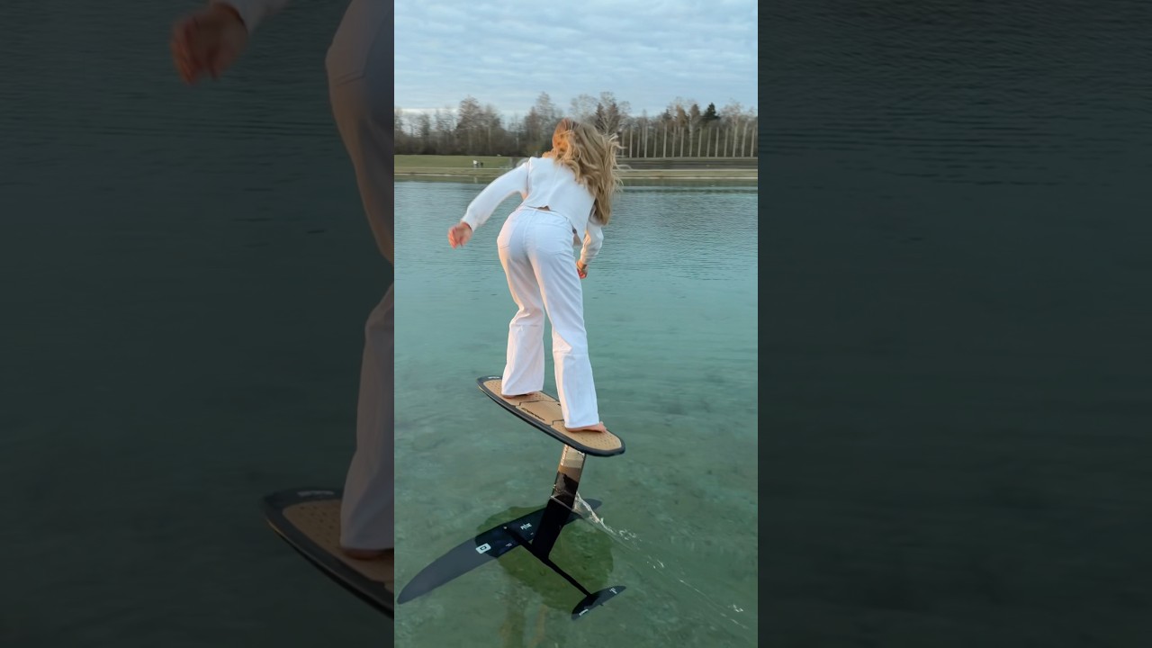 Satisfying White Pumpfoil ASMR Ride…🧜🏼‍♀️👀 #surfgirl #ootd #unreal #pumpfoiling #foiling #sport