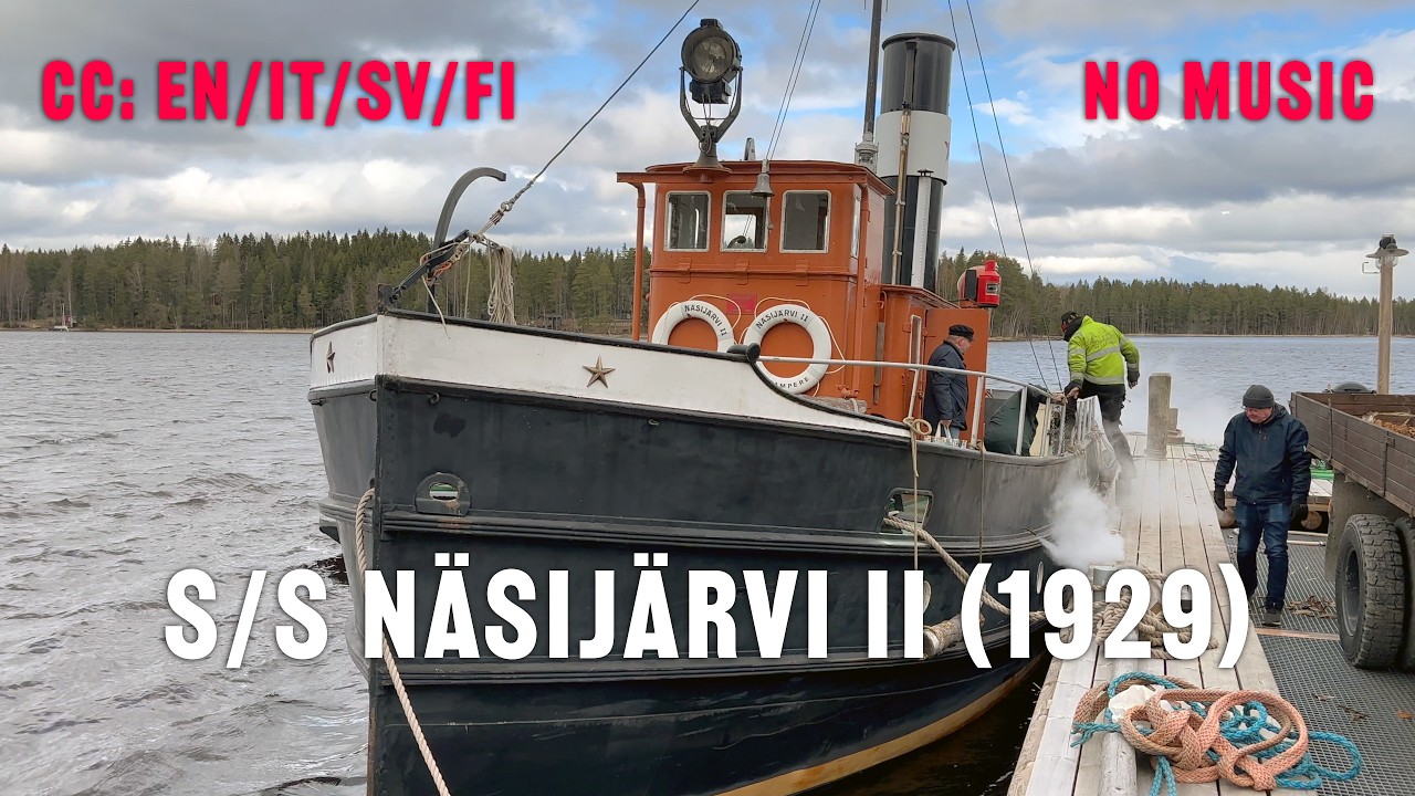 S/S Näsijärvi II (1929) – Season opening on Lake Näsijärvi | 4K, CC: EN/IT/SV/FI, no music