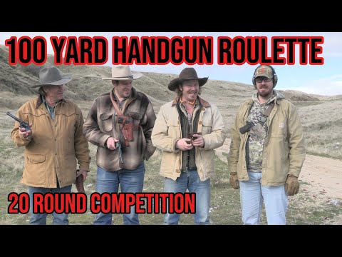 100 Yard Handgun Roulette Competition featuring one of Elmer Keiths 44 Flat Tops