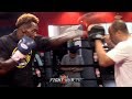 WATCH JERMALL CHARLO BLASTIN AWAY ON THE MITTS; THROWING POWERFUL HOOKS DURING WORKOUT