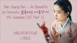 Shin Seung Hun – As Beautiful as Fireworks (불꽃처럼 아름답게) Mr. Sunshine OST Part 12 Lyrics