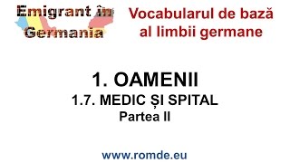 Vocabularul limbii germane - 17 Arzt und Krankenhaus - Medic si spital-II