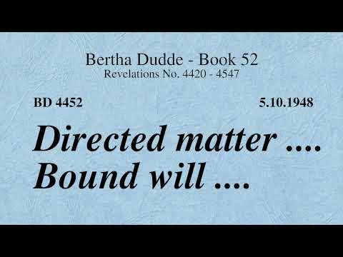 BD 4452 - DIRECTED MATTER .... BOUND WILL  ....