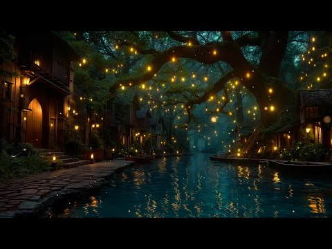 ✨🌌 Fairy Lanterns Over a Mystic Forest Canal | Dreamy Night Ambience for Deep Sleep