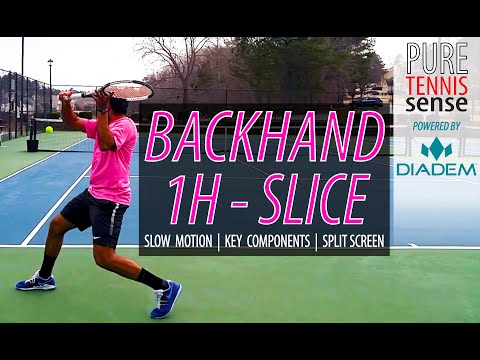One-Handed Backhand Slice/Under-Spin with Side and Back View [Slow Motion + Split-Screen]