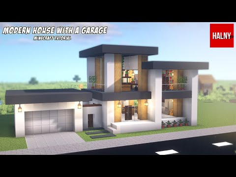 Modern house with a garage in Minecraft (construction tutorial).