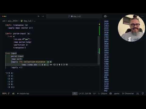A peek at Clojure core workflow through lens of an easy AOC puzzle