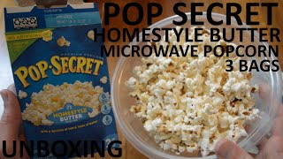 Unboxing Pop Secret Homestyle Butter Microwave Popcorn 3 Bag Box