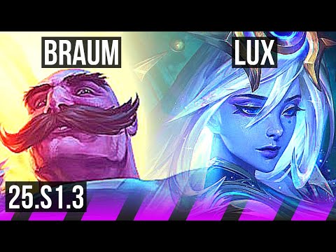 BRAUM & Ezreal vs LUX & Caitlyn (SUP) | KR Challenger | 25.S1.3