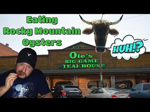 Comer ostras das Montanhas Rochosas no Ole's Big Game Steakhouse em Paxton, Nebraska