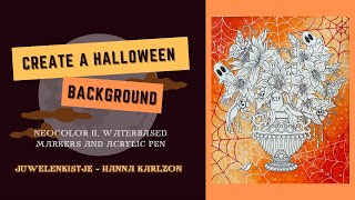 CREATE THIS HALLOWEEN BACKGROUND WITH ME - Neocolor II’s and markers - Adult coloring