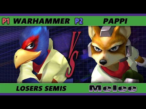S@X 389 Online Losers Semis - Pappi (Fox, Falco) Vs. Warmmer (Falco) Smash Melee - SSBM
