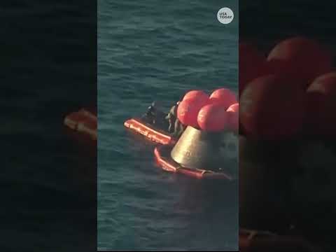 Artemis II astronauts exit Orion capsule after returning to Earth