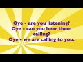 Words for OYE with singer