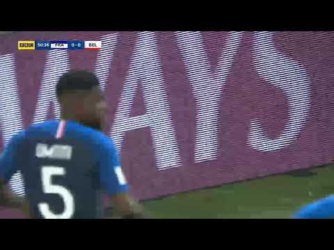 France vs Belgium 1-0 - First Goal by Samuel Umtiti - World Cup - 7/10/2018