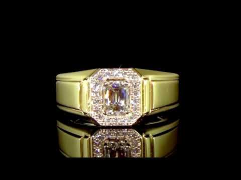 Men's 14k Yellow Gold 0.92ct Asscher Cut Diamond Ring