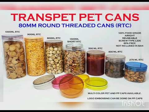 Pet can with screw type lids in 80mm