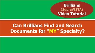 How to Search Documents for MY Specialty