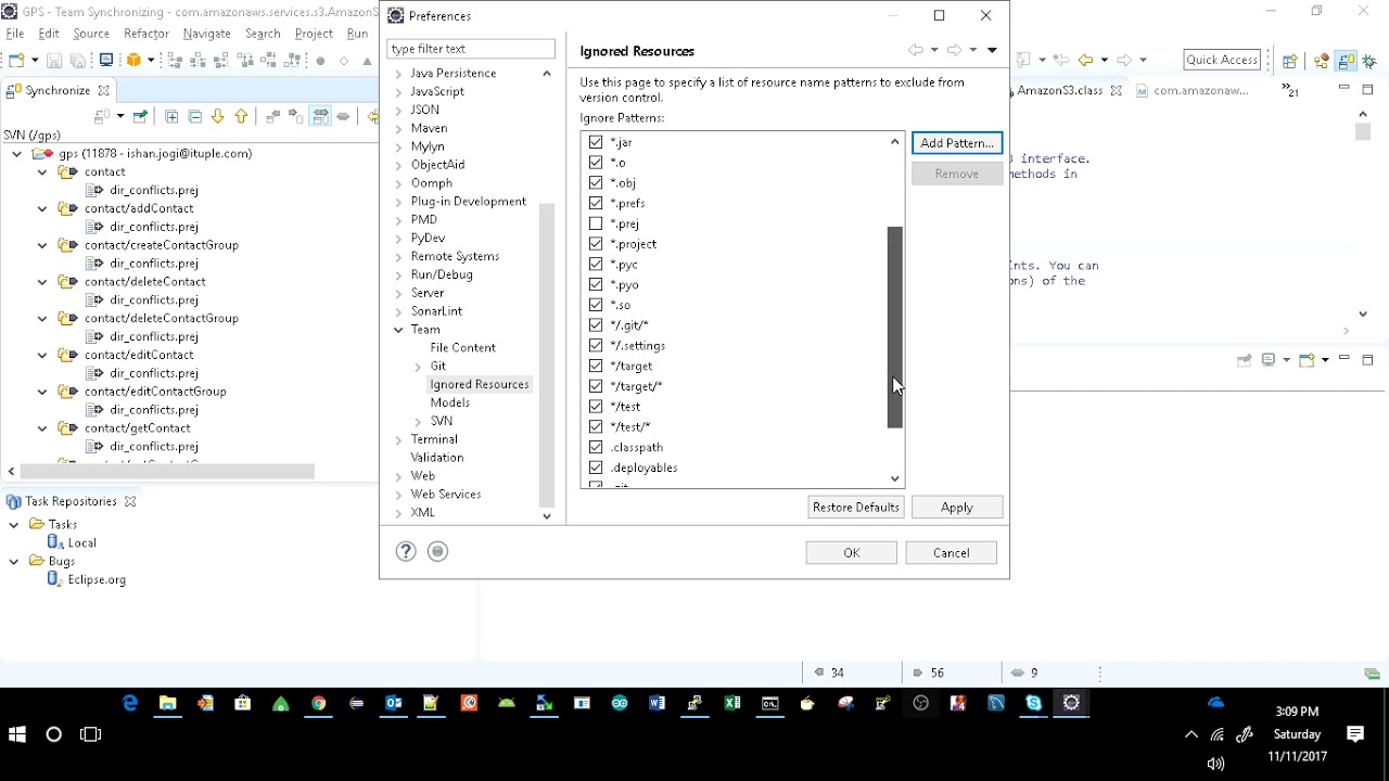 Ignoring Eclipse project files in SVN project while sync