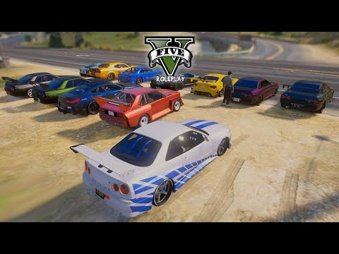 SKYLINE vs EVERYBODY - THE MOST RISK ILLEGAL RACING!! 12 CARS ON 1 CLIFFY TRACK - GTA V ROLEPLAY