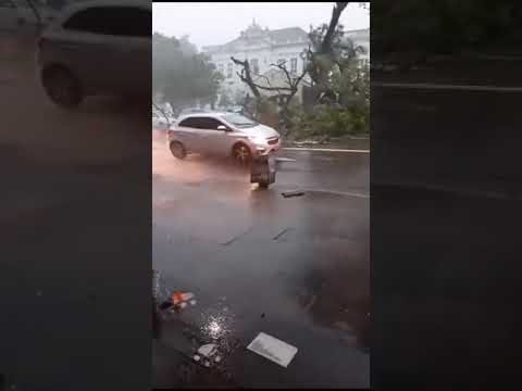 Temporal com chuva e vento forte em São Francisco de Assis na região central do RS. #chuva #temporal