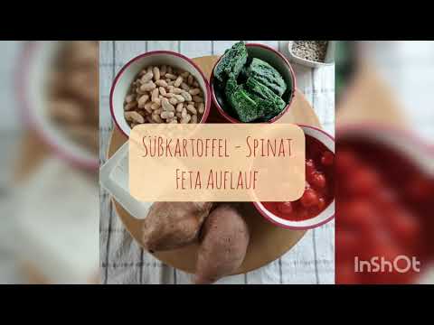 Süßkartoffel Auflauf mit Feta und Spinat