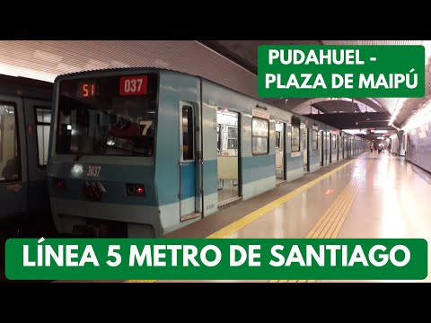 Viaje en Línea 5 Metro de Santiago | Tramo Pudahuel - Plaza de Maipú. Tren NS-74.
