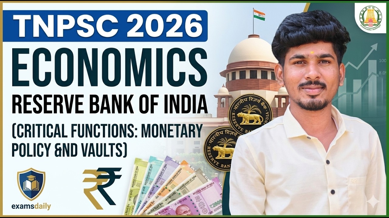 TNPSC 2026- ECONOMICS - RESERVE BANK OF INDIA
