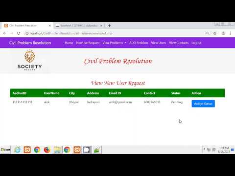 PHP MYSQL Project Part 21 | Civil Problem Resolution | Hindi