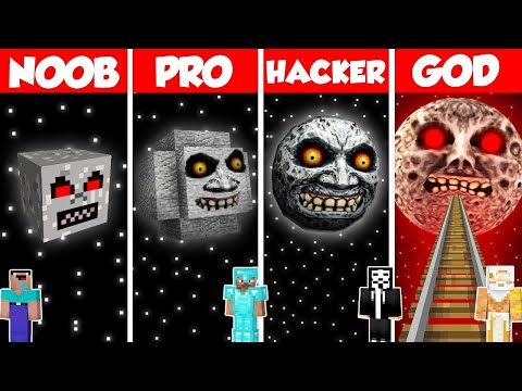 Noob Builder - Minecraft - SCARY LUNAR MOON HOUSE BUILD CHALLENGE - Minecraft Battle: NOOB vs PRO vs HACKER vs GOD / Animation