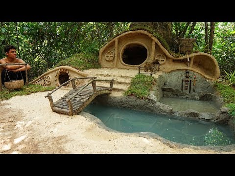 Rescue abandoned puppies and building 2 hobbit dog house and fish pond for goldfish