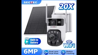 Download the video "SECTEC HD 6MP Dual Lens 20X Zoom Solar Battery-included PIR Solar Powered Outdoor Security PTZ Cam"