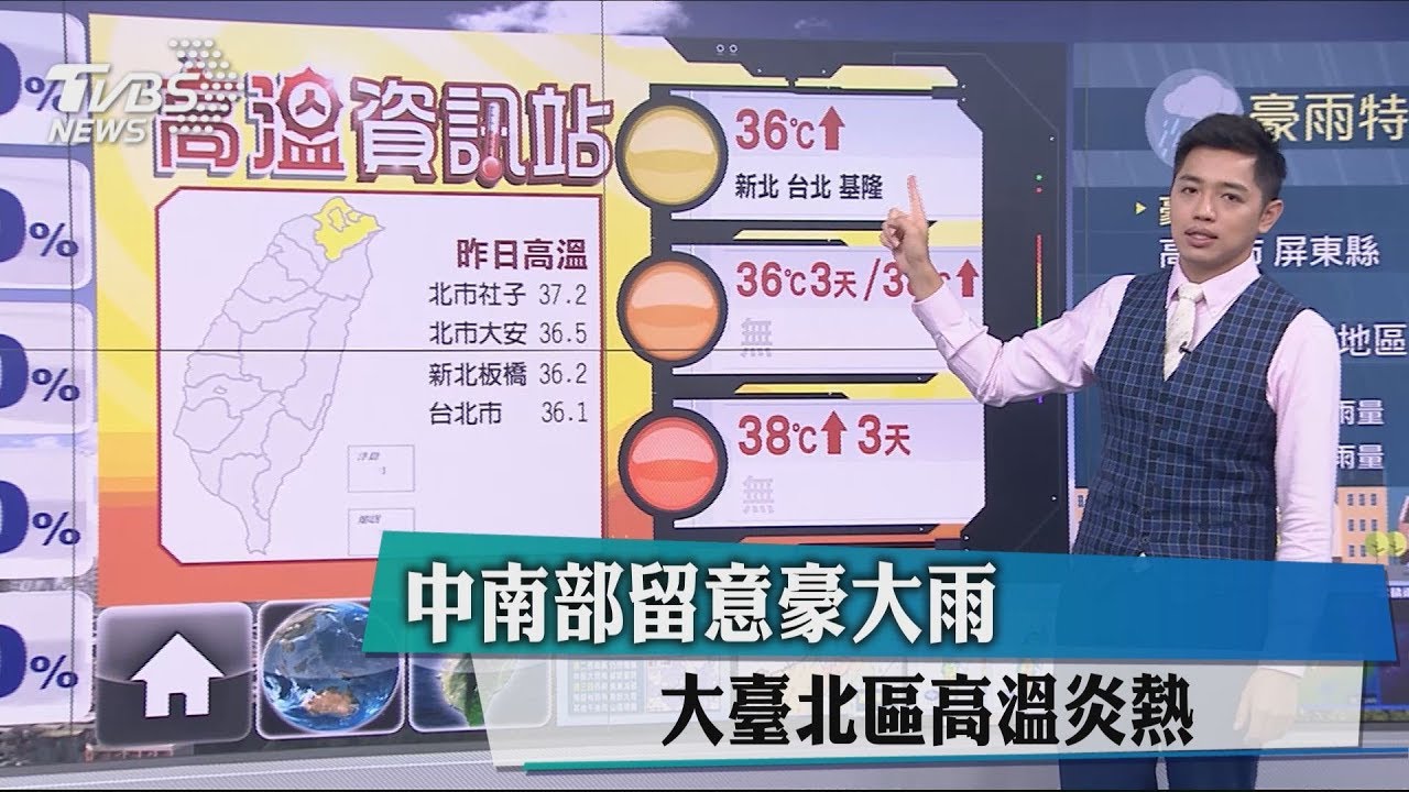 中南部留意豪大雨 大臺北區高溫炎熱