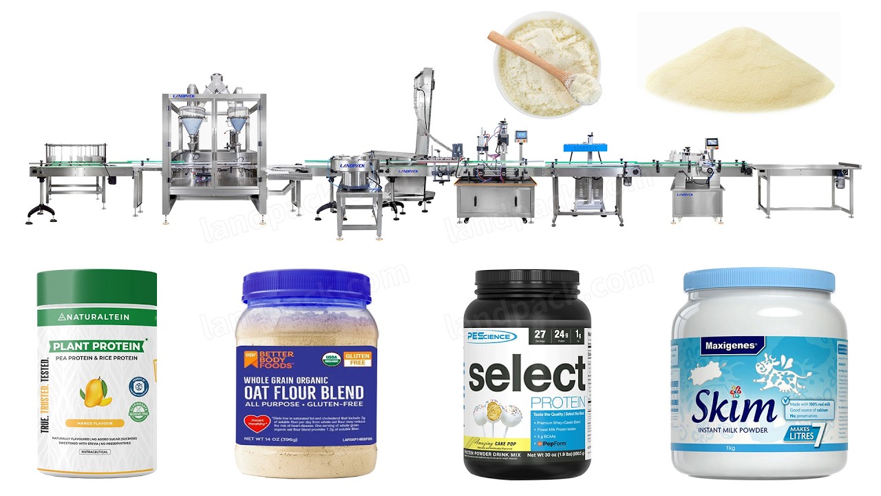 Full Automatic Protein Powder Bottle Filling Machine Line Milk Powder Filling Production Line