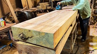 Restoring A Defective Monolithic (25 cm) Table and Chair Set // Heavy Woodworking Craft Skills