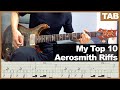 My Top 10 Aerosmith Guitar Riffs | Guitar Tab Tutorial