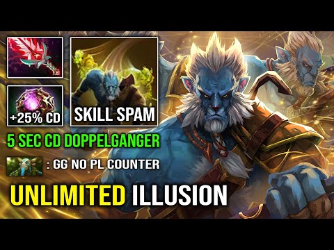 CREATE UNLIMITED ILLUSION 5 Sec Cooldown Doppelganger 1v5 Octarine Phantom Lancer Dota 2
