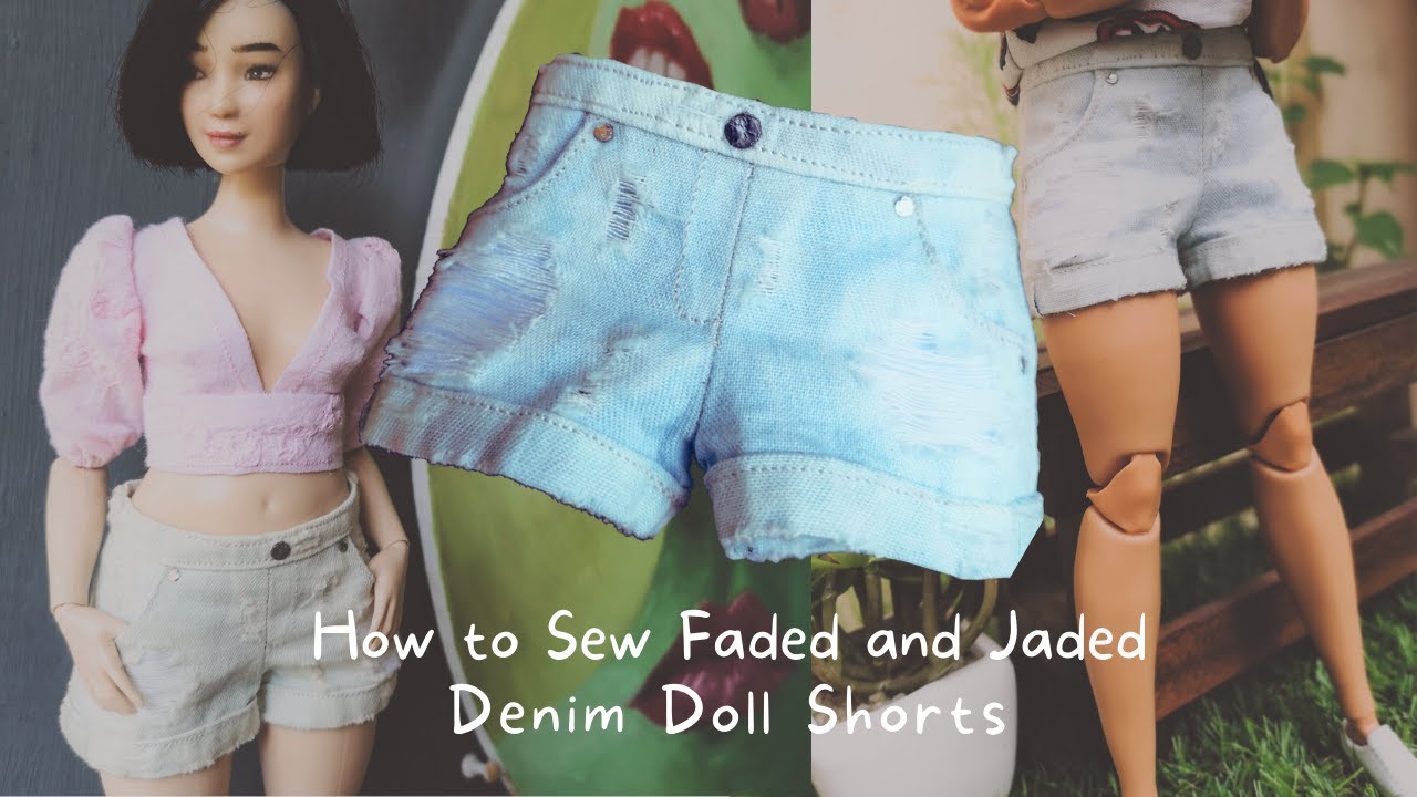 Part 1 DIY Faded and Jaded Denim Doll Shorts by ateliernishasha