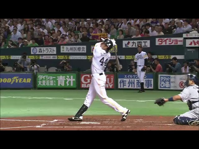 3回裏 ホークス柳田 逆方向へ力強く8号2ランを叩き込む!! ホークスが追撃態勢!! 2014/6/11 H-D