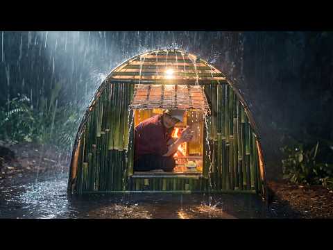 My adventure, 2 days in the forest building a shelter in heavy rain