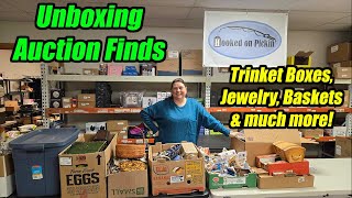 Unboxing Unique Auction Finds! Hidden Treasures uncovered! Jewelry, Baskets, Trinket Boxes & more