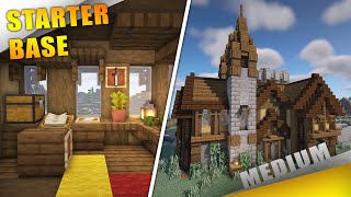 Minecraft: How to build Starter Base - Medieval House with Towers for 2 players TUTORIAL