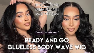 BEST READY & GO BODY WAVE WIG INSTALL UNDER 10 MIN | 7x5 GLUELESS LACE CLOSURE | WIGGINS HAIR