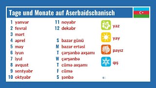 Tage und Monate auf Aserbaidschanisch