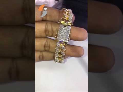 Sheetal impex b00168 22.00tcw real natural diamond cuban bra...