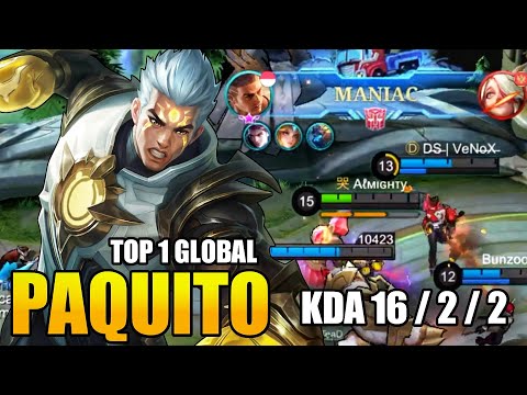TOP 1 GLOBAL PAQUITO MANIAC GAMEPLAY 2022 | Paquito Best Build and Emblem 2022 ~ Mobile legends