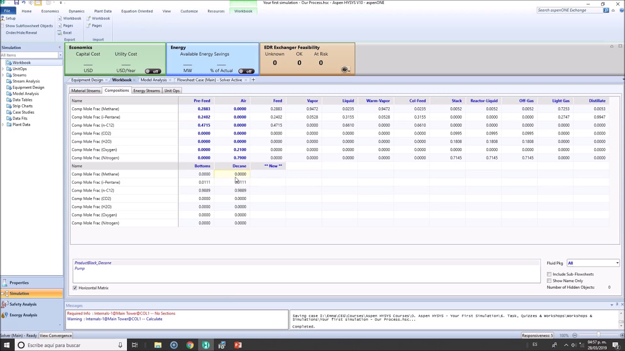 Getting Results from Aspen HYSYS Simulation in the Workbook (Lec 028)